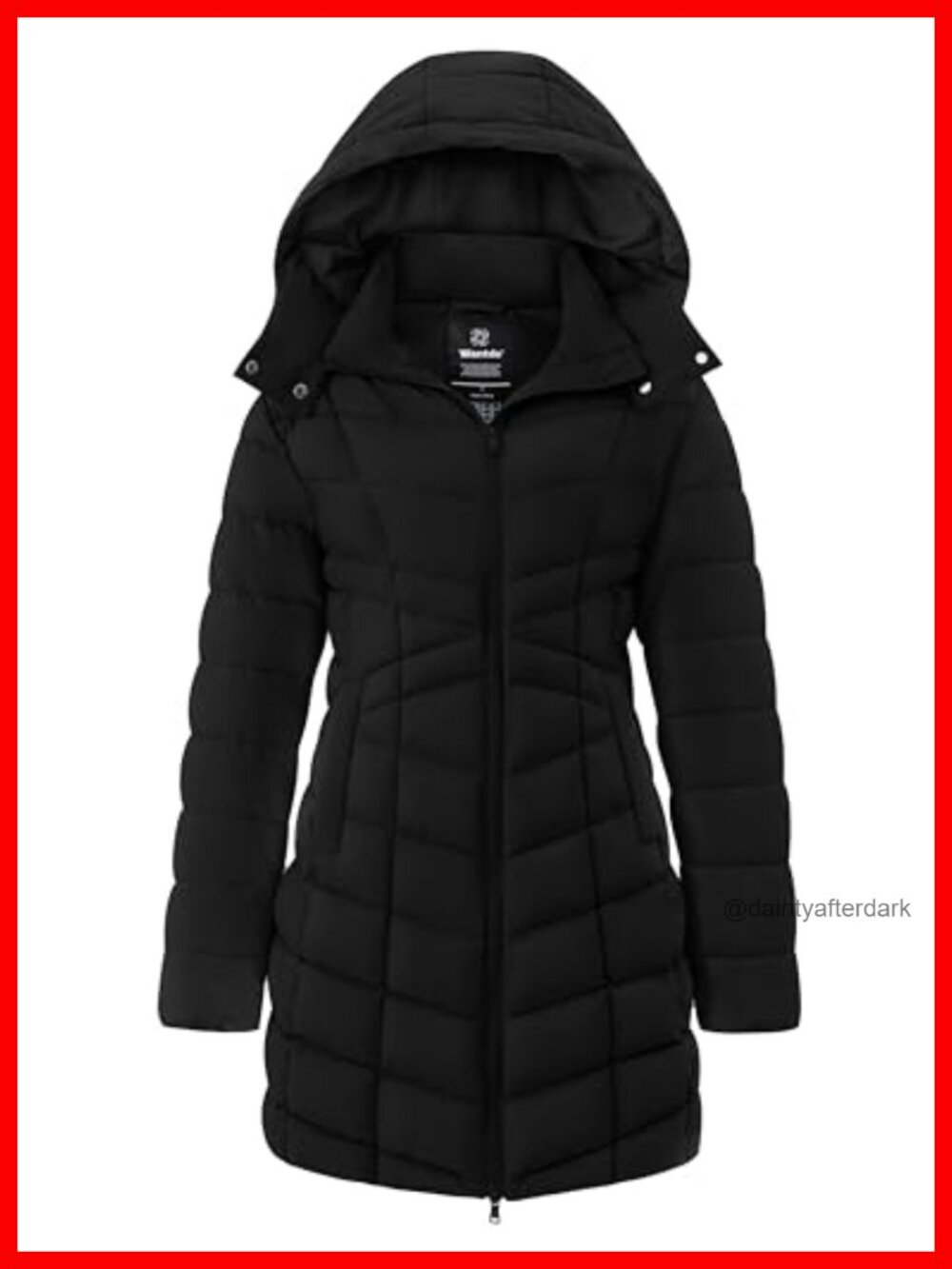 Women's Quilted Long Puffer Jacket Warm Winter Coat Hooded Zip Up